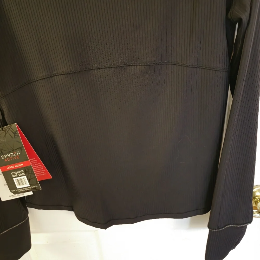 NWT Spyder Women's Active Pullover Crew Long Sleeves Shirt Black Size Medium - Picture 10 of 16